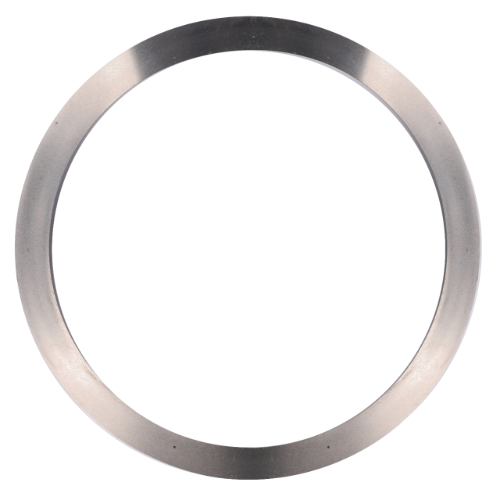 A circular metal ring with a smooth, shiny surface and a hollow center, reminiscent of the precision found in AGCO's Massey Ferguson Shim - 3428923M1.