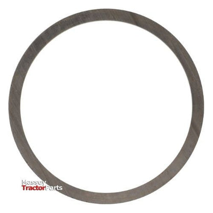 A thin, metallic washer with a circular shape, featuring the "Massey Tractor Parts" logo in the bottom left corner. It is compatible with Massey Ferguson models for both 2WD and 4WD configurations and is known as the Massey Ferguson - Shim Swivel Cap - 3428723M1 by AGCO.