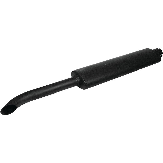 A black Silencer - Vertical (S.42408) from Sparex, featuring a long, curved tailpipe and coated in heat-resistant paint.