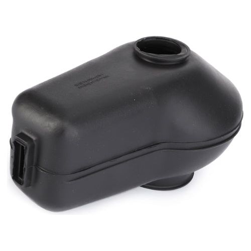 A black plastic enclosure with a rounded shape and a small circular opening on top, exuding the rugged durability of the Massey Ferguson - Slave Cylinder Boot - 3476359M1 by AGCO, typically used for housing electronic components.