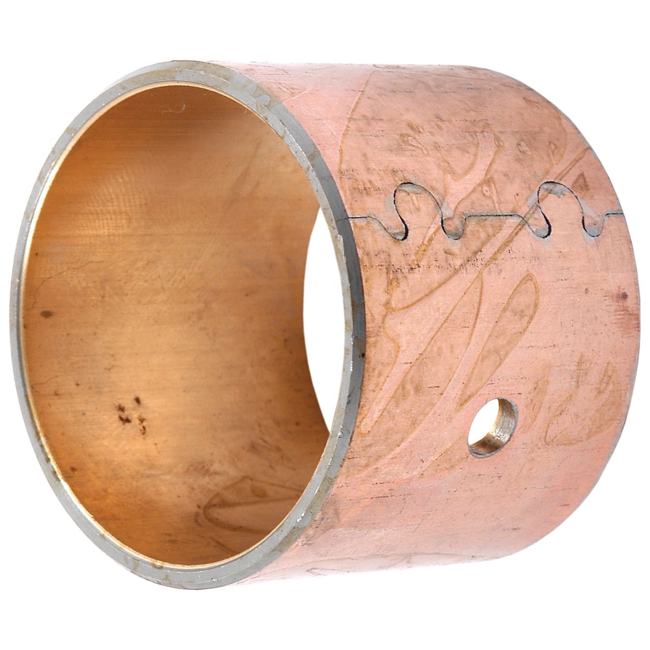 A Sparex Small End Bush (Part No. S.43161) with a 39mm interior diameter, featuring a smooth inner surface, small hole, and jagged seam on the side, suitable for use in McCormick MTX175 tractors.