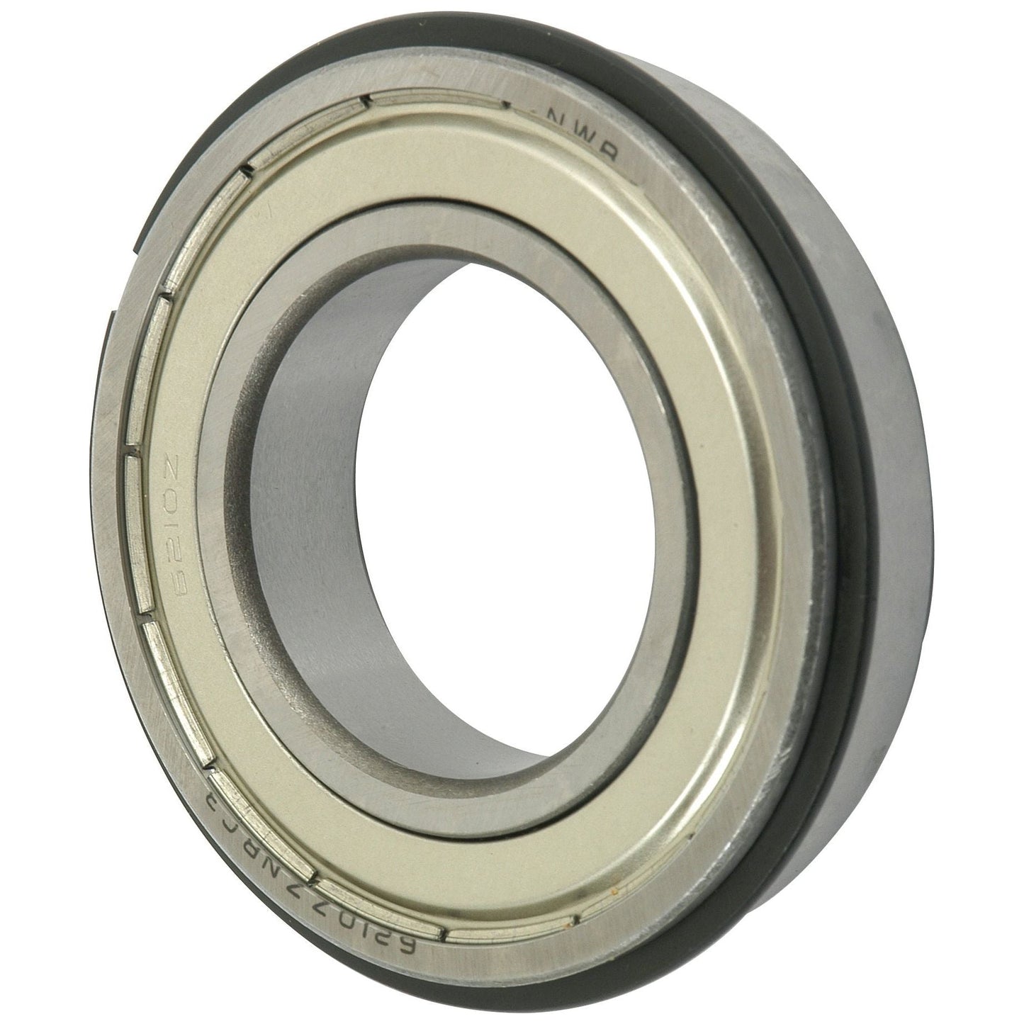 A Sparex Deep Groove Ball Bearing (6210ZZNRC3) - S.40785, showcasing a metallic sheen and precise grooves, is positioned against a plain white background. This Sparex bearing ensures optimal performance and durability.