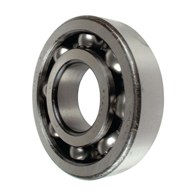 A close-up image of a Sparex Deep Groove Ball Bearing (RMS9) - S.18443, featuring metallic inner and outer rings with several balls positioned around the inner ring.