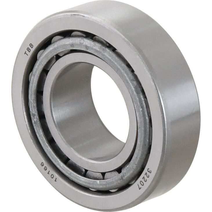 A single-row cylindrical roller bearing, constructed from metal with inner and outer raceways, is marked with "Sparex," "S.18255," and "32207" on the outer edge. This bearing is suitable as a taper roller bearing for various applications.