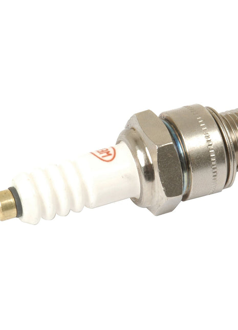 The Spark Plug - S.42611 from Sparex is equipped with a metal base, white ceramic insulator, and a central electrode. Designed for standard petrol-only engines, it features a 14 mm thread diameter and 15 mm thread length to effectively deliver electric current in internal combustion engines.