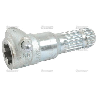A robust metallic PTO adapter from Sparex, featuring a 1 3/8'' female spline with 6 teeth and a 1 3/8'' male spline with 21 teeth, includes a hexagonal end and quick release pin. The part number "S.15903" is prominently displayed on the side, making it an ideal choice for PTO applications in tractors over 70HP.