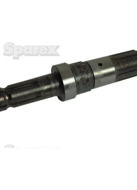 Close-up of Sparex PTO Shaft - S.16300 featuring grooved ends and a thicker central section, with the brand name "Sparex" faintly visible in the background.