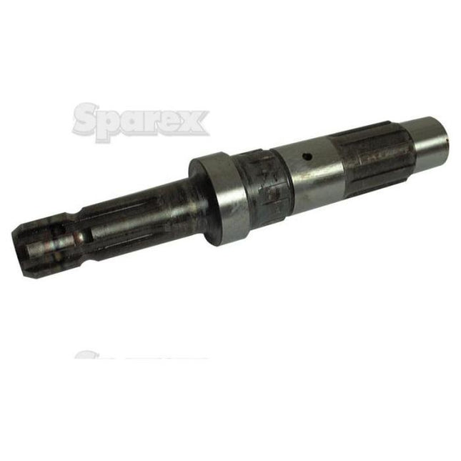 Close-up of Sparex PTO Shaft - S.16300 featuring grooved ends and a thicker central section, with the brand name "Sparex" faintly visible in the background.