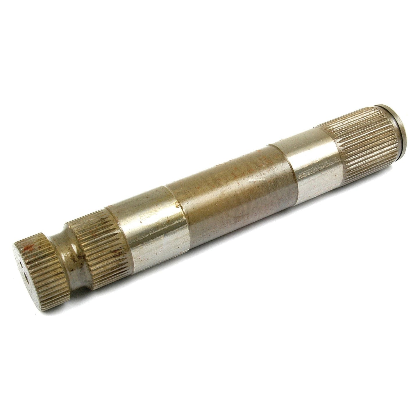 The Sparex Spindle Shaft, also known as Sparex Part No. S.40127, is a metal shaft featuring ribbed ends and a smooth middle section, specifically designed for mechanical or automotive applications and ideal for use with Massey Ferguson tractors.