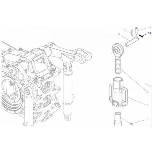 Diagram showing the detailed assembly and components of a mechanical part, with individual components labeled and partially exploded to illustrate assembly, including the AGCO Massey Ferguson Split Pin 5/32 x 1 - 354066X1 as a key fastener.