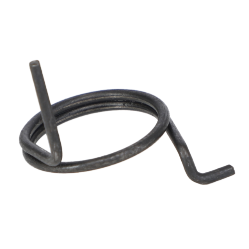 A Massey Ferguson - Spring Grille Catch - 186441M2 from AGCO, featuring two protruding ends and formed into a simple spiral shape, reminiscent of the robust components found in Massey Ferguson 1000 Series tractors, against a white background.