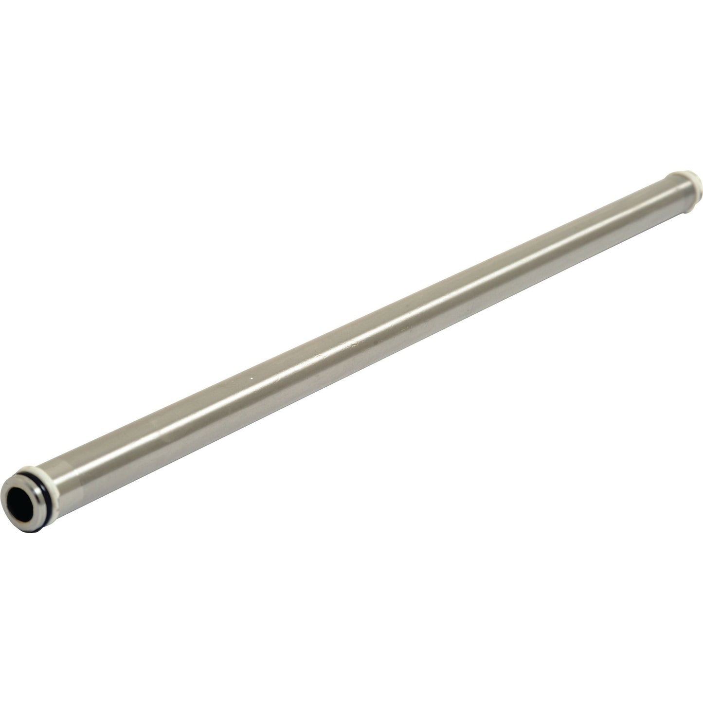 A long, cylindrical steel hydraulic pipe with a small black ring around one end, reminiscent of high-quality tractor parts from Sparex's Massey Ferguson collection, placed against a white background. This product is known as the Steel Hydraulic Pipe x and is identified by Sparex Part No.S.68408.