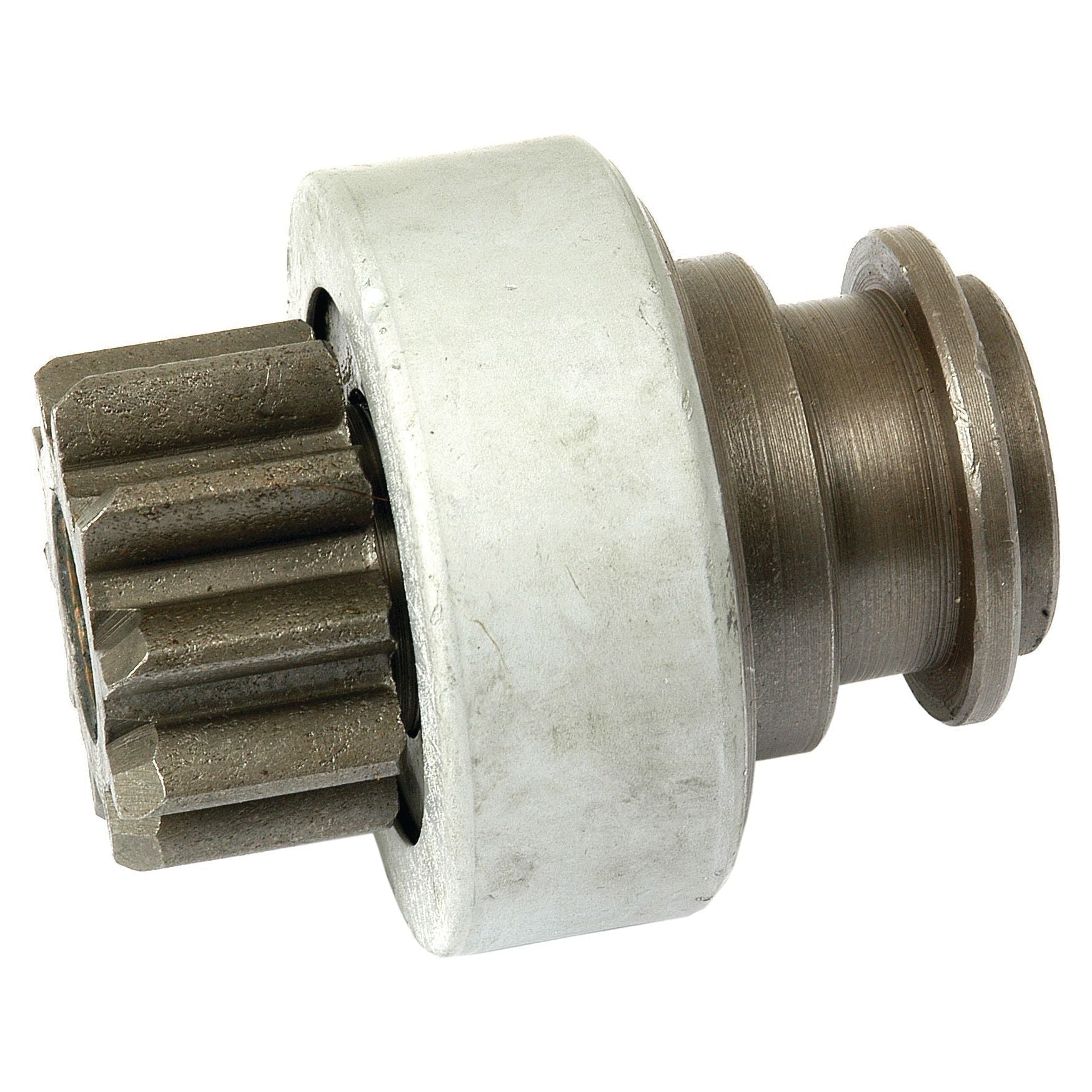 A single metal gear with a cylindrical body and toothed wheel, typically used in machinery or automotive systems, similar to the reliable Starter Drive Assembly - S.41156 by Sparex.