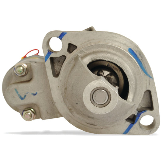 Close-up image of the Sparex Starter Motor - 12V, 0.8Kw (Lucas TVS) | Sparex Part No.S.44096, showcasing its metallic components and electrical connections, ideal for the Massey Ferguson TE20.