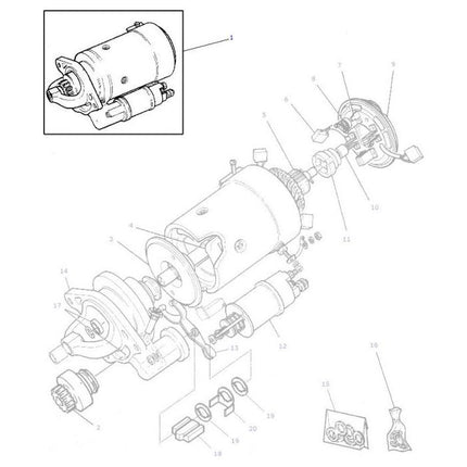 Starter Motor - 3763362M94 - Massey Tractor Parts