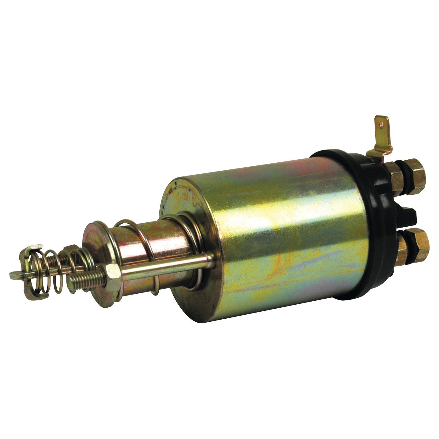 The Starter Solenoid, Sparex Part No. S.65684, by Sparex features a metal cylindrical body, an external spring mechanism, a solenoid plunger, and three electrical connectors.