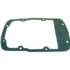The Sparex Steering Box Gasket (Sparex Part No. S.41352) is a flat, rectangular seal with rounded corners and six holes, made from a greenish material, explicitly designed for sealing in Massey Ferguson transmissions.