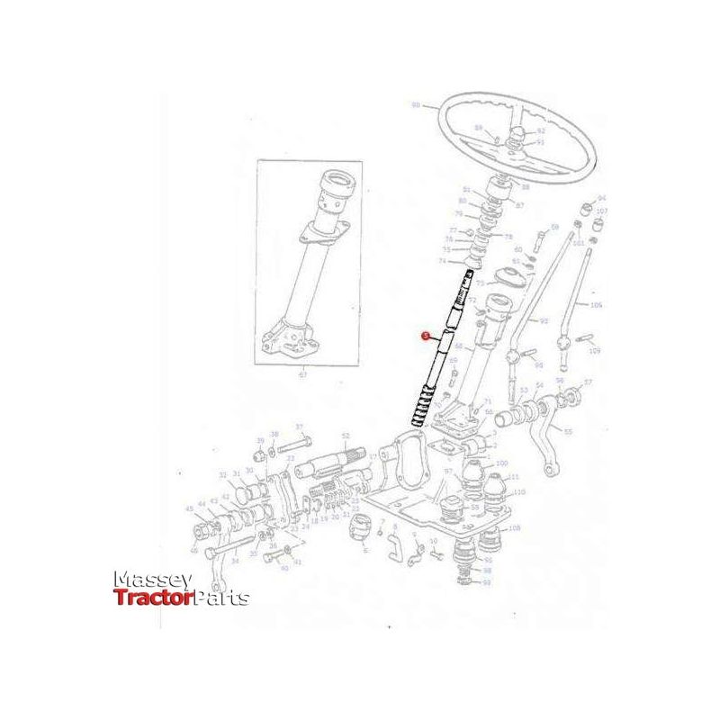 Massey Ferguson Steering Column - 1867192M91 | OEM | Massey Ferguson parts | Steering Boxes-Massey Ferguson-2WD Parts,Axles & Power Train,Farming Parts,Front Axle & Steering,Steering Boxes,Steering Columns & Components,Tractor Parts
