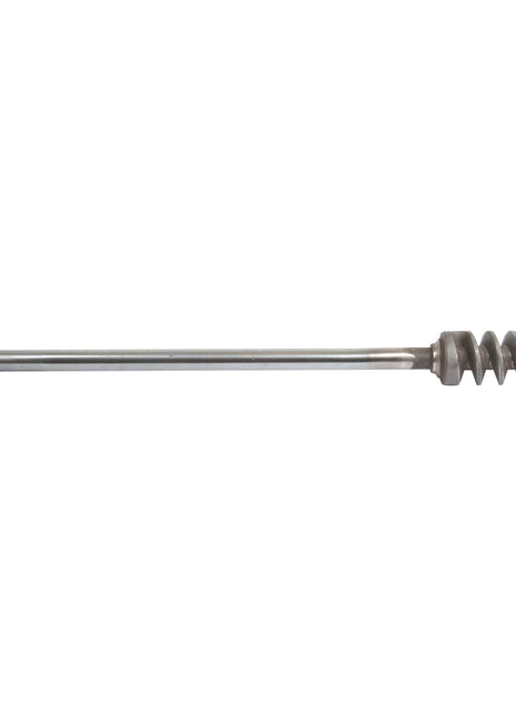 Steering Shaft | Sparex Part No.S.40277, by Sparex: This silver metal rod features a threaded end, a helical groove near one end, and a smooth, straight section on the other - making it an ideal spare part for Landini and Massey Ferguson tractors.
