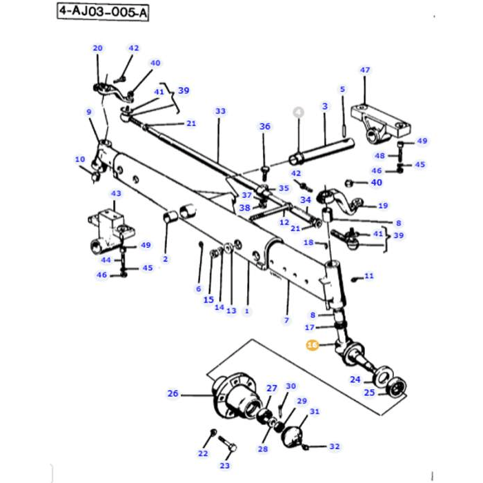 Diagram of the AGCO Massey Ferguson - Steering Spindle (3304034M91) vehicle suspension parts with numbered labels.