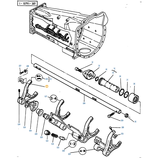 Exploded view diagram of a Massey Ferguson mechanical assembly featuring various numbered parts such as shafts, gears, and housings from the 3000 Series and 6100 Series, with each component clearly labeled with corresponding part numbers. Notable included parts are branded by AGCO, such as the Massey Ferguson Stop with part number 3617588M1.