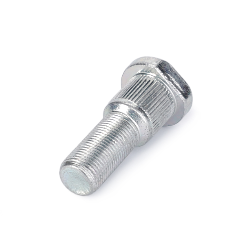 A close-up view of a silver Massey Ferguson - Stud Bolt - 7330605301 by AGCO, featuring a threaded body and a knurled shoulder, commonly used in the Fendt Vario Series.