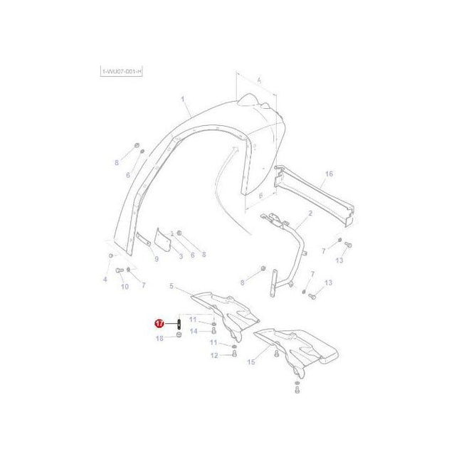 Stud M6x16 - 3011669X1 - Massey Tractor Parts