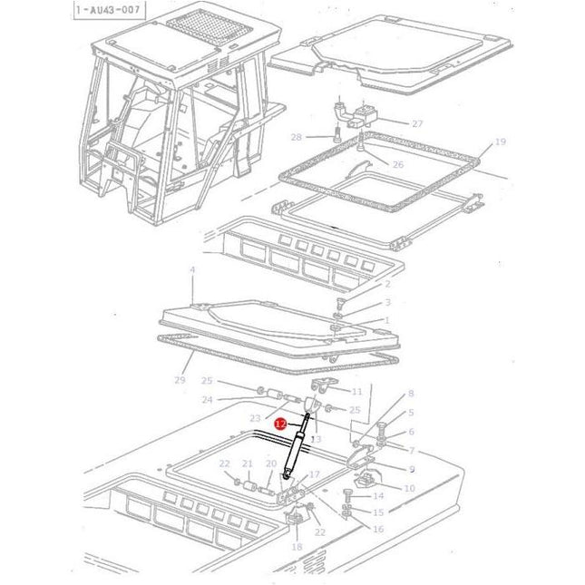 Sunroof Strut - 3303021M91 - Massey Tractor Parts