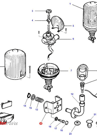 Detailed diagram of a Massey Ferguson - Support - 3713256M2 air filter assembly with various parts numbered and labeled for reference, by AGCO.