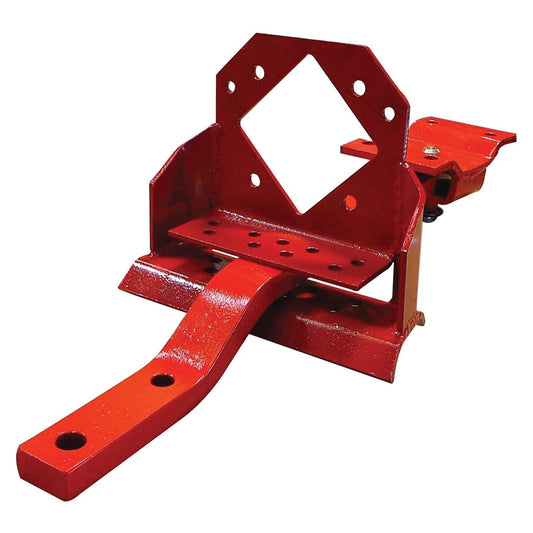 A red Swinging Drawbar Assembly from Sparex (Part No. S.60270), featuring a metal build with a square mounting bracket and multiple holes for adjustments, compatible with Massey Ferguson and Ford New Holland models.