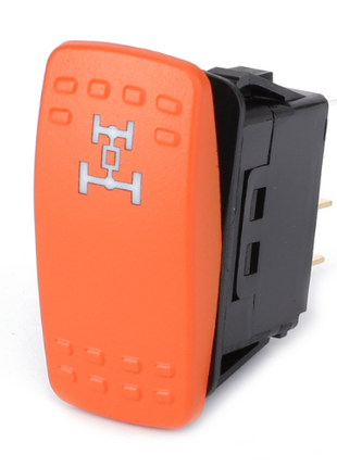 An AGCO Massey Ferguson - Switch 4WD - 4293541M3, featuring an orange actuator with a white differential locking icon, specifically designed for the Massey Ferguson 5400 Series tractor parts.