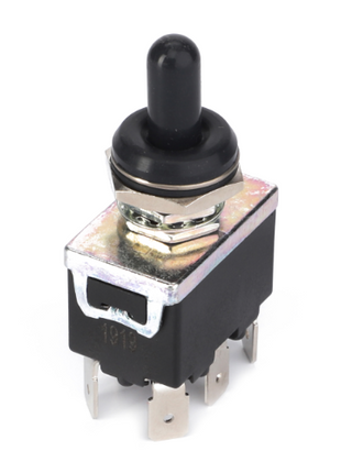 This is an AGCO Massey Ferguson Switch Lift (Product No. 3388348M93) featuring a black toggle switch with a metal mounting collar and multiple electrical terminals at the base, suitable for Massey Ferguson 3600 Series tractors.