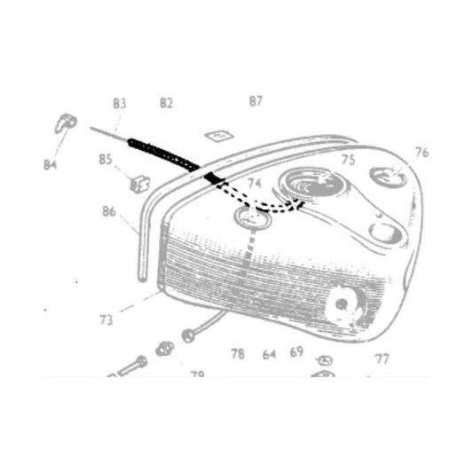 A technical diagram of the Massey Ferguson - Tacho Drive Cable - 890232M91 mechanical component, labeled with numbers for reference, by AGCO.