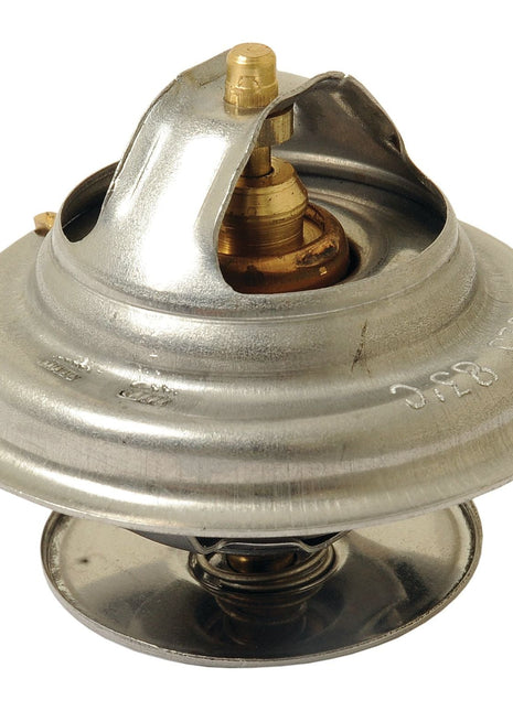 A metal thermostat with a spring mechanism, commonly used in automotive engines like the Massey Ferguson 4435, to regulate coolant temperature and ensure optimal performance is the Thermostat (Sparex Part No.S.67390) by Sparex.