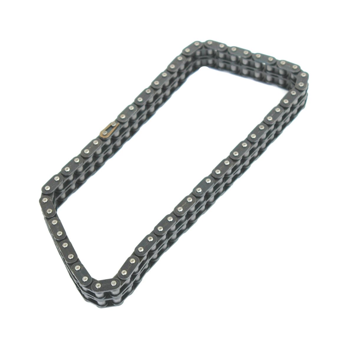 A rectangular metal timing chain with interlinking segments, commonly used for power transmission in machinery, such as Perkins engines or Massey Ferguson tractors. This item is available under the product name "Timing Chain" and can be identified by Sparex Part No.S.60909 from the Brand Sparex.