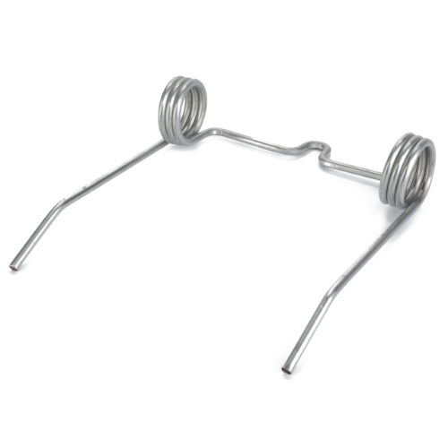 The AGCO Massey Ferguson - Tine - D28660027 is a metal torsion spring with two coils and straight ends extending outward, making it perfect for use in Pre-100 Series combines.