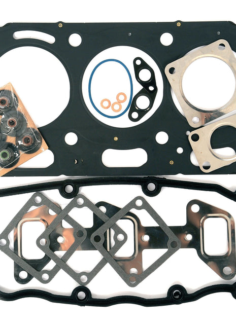 An array of automotive gasket components, including various gaskets, seals, and O-rings for a Perkins Engine 1103 model series (1103, 1103C-33T, 1103 TD, 1103A-33G), neatly arranged on a white background. This collection is part of the Sparex Top Gasket Set - 3 Cyl. (Sparex Part No. S.43913).