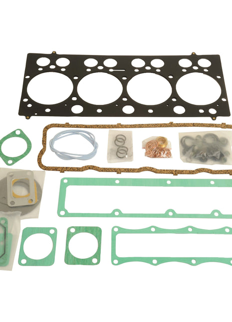 The Top Gasket Set (420D, 420DR, 420DRS, 420DW, 420DSI) by Sparex (Sparex Part No. S.67380) includes a head gasket, valve cover gasket, O-rings, and other essential components for Valmet and Valtra engines and is ideal for Massey Ferguson 4435 models.