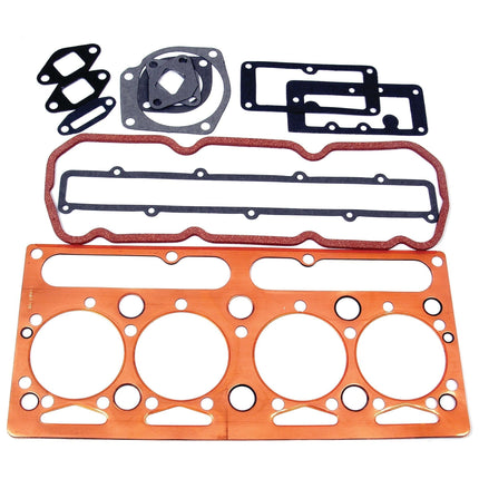 A collection of various engine gaskets, including a large copper head gasket identified as Sparex Part No. S.40592 from the Top Gasket Set - 4 Cyl. (AD4.203) by Sparex, alongside several rubber and composite gaskets of different shapes and sizes on a plain white background.