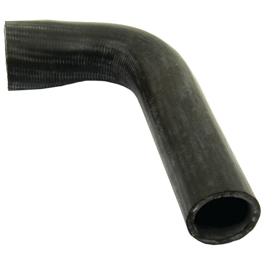 A black Sparex Top Hose (Part No. S.41826) with inner diameters of 38.5mm and 46mm at its smaller and larger ends, respectively, is bent at a 90-degree angle against a white background, secured with a Massey Ferguson hose clip.