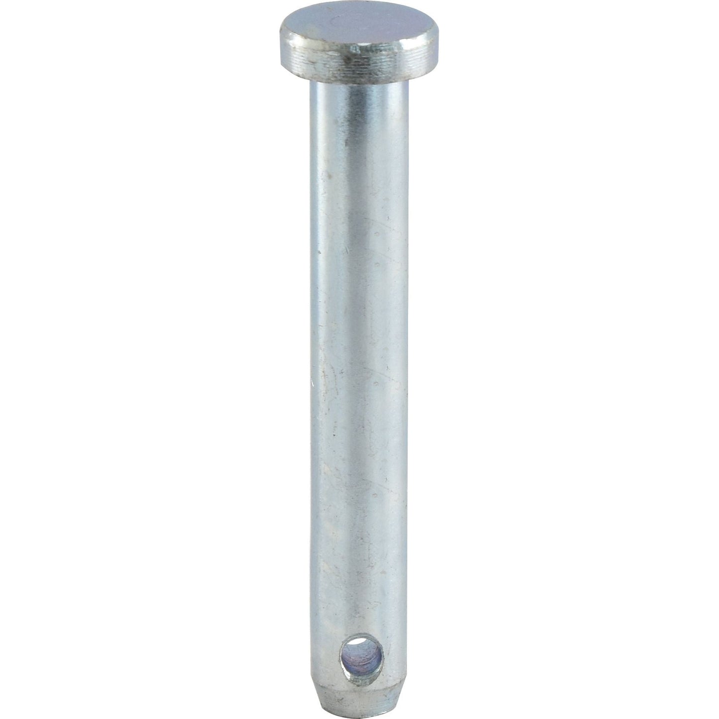 A Top link pin 16x98mm Cat. 0 (Sparex Part No.S.15501) from Sparex, featuring a silver metal finish, with a rounded head and a small hole near the bottom, suitable for Ford/New Holland models.
