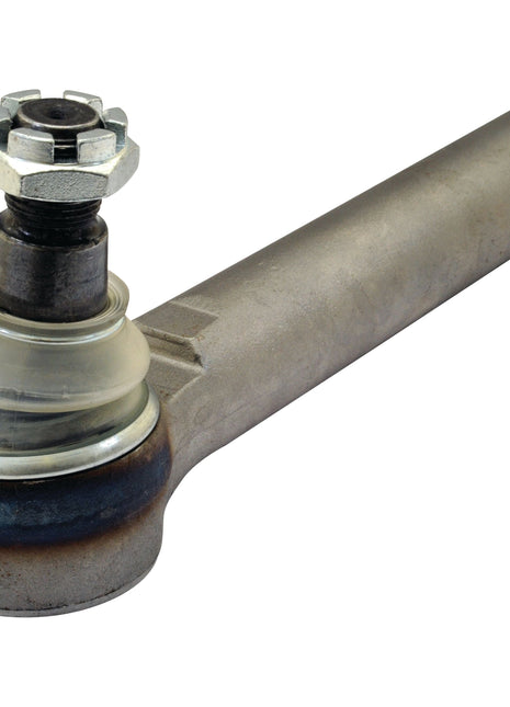Close-up view of a metal automotive tie rod end with a nut attached on top, featuring a bulging joint and cylindrical extension. This Sparex Track Rod (S.70598), measuring 220mm in length, includes an M18 x 1.5 RH female thread for secure attachment.