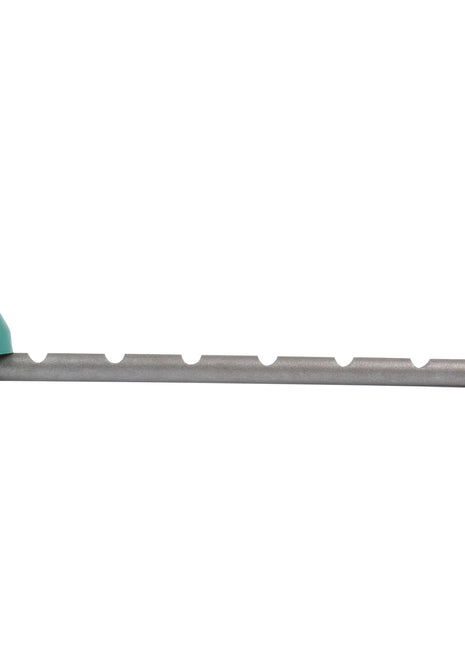 A Track Rod (Length: 385mm - S.40176) from Sparex with evenly spaced notches and a green Sparex attachment featuring a bolt on top.
