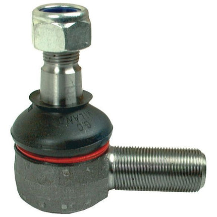 Image of the Sparex Track Rod - S.41710, 75mm in length, with a male thread and straight design. The image showcases detailed components including the joint, bolt, and threaded rod. This mechanical part is used in automotive steering systems and aligns with Tariff Code 8708949900.