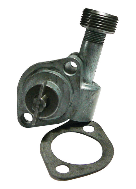 Sparex Tractormeter Drive Unit (Part No. S.61054): This metal automotive part features a threaded pipe and mounting holes, accompanied by a gasket, and is designed specifically for Massey Ferguson tractors.