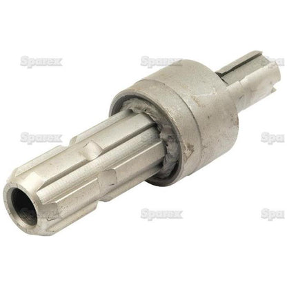 The Transmission PTO Output Shaft from Sparex, featuring multiple grooves and a central cylindrical section, is likely used in mechanical applications such as a P.T.O. Dual Speed Shaft on Zetor tractors.