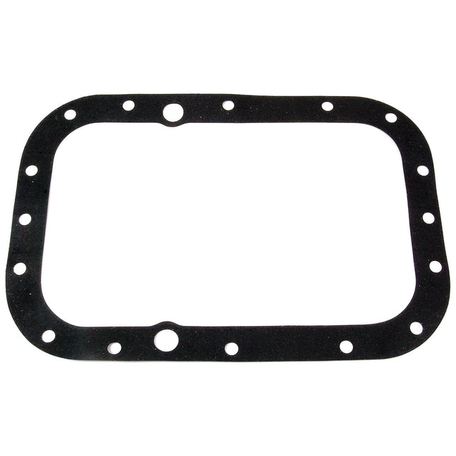 The Sparex Transmission To Rear Axle Housing Gasket (Part No. S.40814) is a rectangular black gasket with rounded corners and multiple bolt holes around the perimeter, specifically designed to fit between the transmission and rear axle housing in Massey Ferguson machinery.