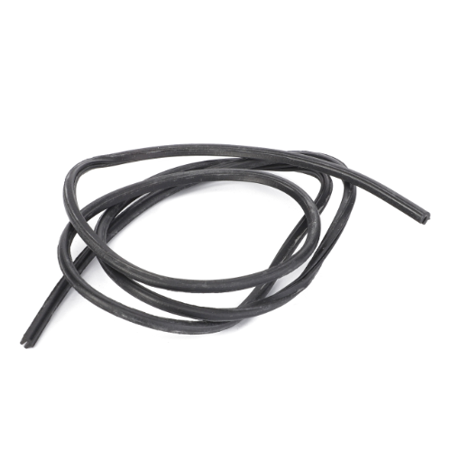 Coiled AGCO black rubber sealant strip, Massey Ferguson - Trim - 1668721M1 for 100 Series tractor parts on a white background.