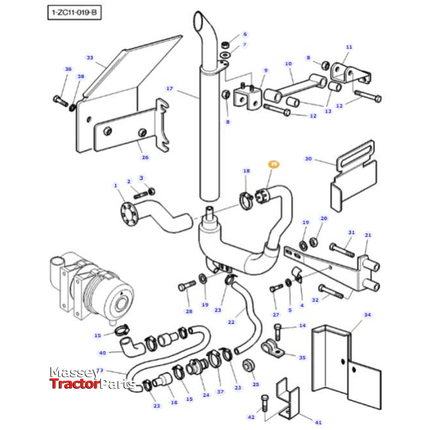 Massey Ferguson Tube - 3781076M2 | OEM | Massey Ferguson parts | Silencers-Massey Ferguson-Elbows,Engine & Filters,Exhaust Parts,Farming Parts,Tractor Parts