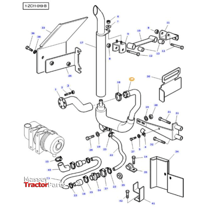 Massey Ferguson Tube - 3781076M2 | OEM | Massey Ferguson parts | Silencers-Massey Ferguson-Elbows,Engine & Filters,Exhaust Parts,Farming Parts,Tractor Parts
